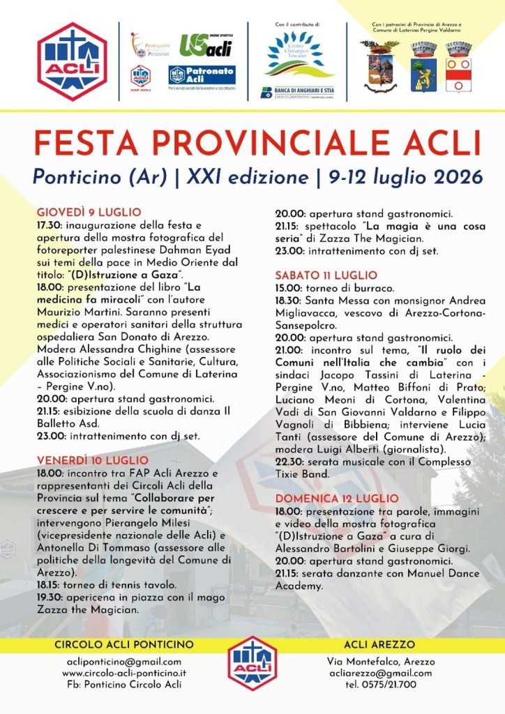 Quattro giorni di eventi a Ponticino con la festa provinciale delle Acli